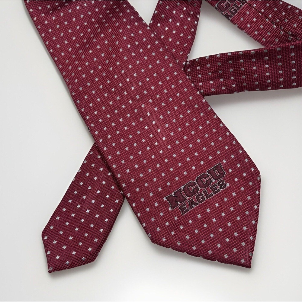 North Carolina Eagles Football Neck Tie Red Polka Dot 3.5x62 Silk Long Wide